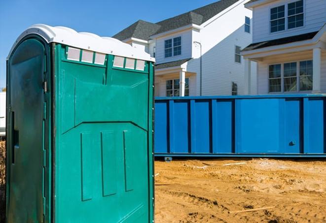 work site necessities a cluster of porta potties providing relief for workers